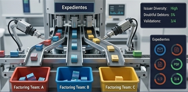 Equipos de factoring con múltiples expedientes y validaciones